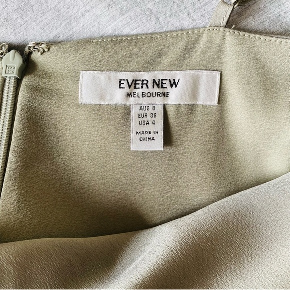 Evernew Satin Sage Green Dress Midi Dress - Picture 5 of 7